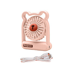 Ventilateur de Bureau USB Chargeant le Ventilateur Portatif Portatif de Refroidisseur d'Air de Forme d'Ours Frais pour l'Étudiant-Rose