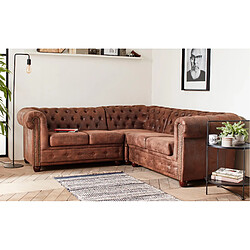 Lisa Design Winston - Canapé d'angle Chesterfield - 5 places - style industriel Winston - Canapé d'angle Chesterfield - 5 places - style industriel - Marron