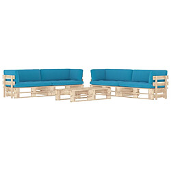 Maison Chic Salon de jardin palette 6pcs avec coussins | Ensemble de Table et chaises | Mobilier d'Extérieur Bois de pin imprégné -GKD99196