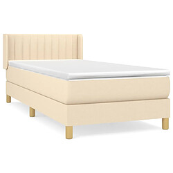 vidaXL Sommier à lattes de lit avec matelas Crème 90x200 cm Tissu