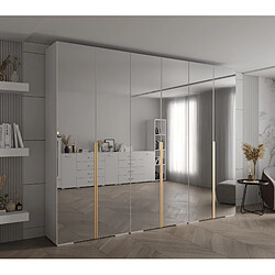 Abiks Meble Inova 1 Armoire avec miroir et portes battantes 236,7/300/47 6 Portes (bianco/d’oro)