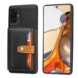 Coque en TPU + PU avec béquille et porte-cartes noir pour votre Xiaomi 11T/11T Pro