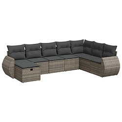 vidaXL Salon de jardin 8 pcs avec coussins gris résine tressée