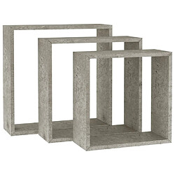 Maison Chic Lot de 3 Étagères murales,Étagère Rangement flottate sous forme de cube Gris béton -MN30728