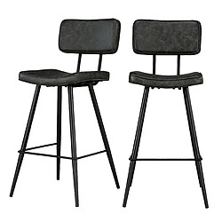 Rendez Vous Deco Chaise de bar mi-hauteur Texas grise / noire 66 cm (lot de 2)