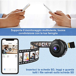 Chrono Mini Caméra Wi-Fi 1080P Sans Fil avec Microphone de Détection Portable, IP de Poche pour Smartphone iPhone Android Intérieur et Extérieur, Noir