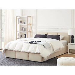 Beliani Lit avec coffre en velours beige clair 140 x 200 cm BOUSSE