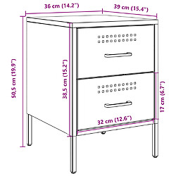 vidaXL Table de chevet vert olive 36x39x50,5 cm acier pas cher