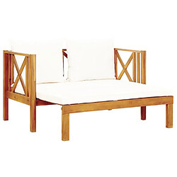 Avis Maison Chic Banc de jardin 2 places | Banquette de jardin | Chaise Relax et coussins 122 cm Bois d'acacia massif -MN43905