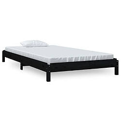 vidaXL Lit empilable sans matelas noir 90x200 cm bois de pin massif