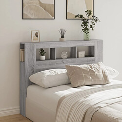 Avis Maison Chic Tête de lit scandinave à LED,meuble de chambre sonoma gris 140x18,5x103,5 cm bois ingénierie -MN24674