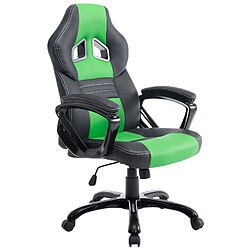 Decoshop26 Fauteuil de bureau gaming sur roulettes mécanisme d'inclinaison en PVC noir / vert et plastique 10_0002598