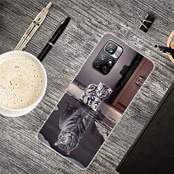 Coque en TPU anti-rayures chat et tigre pour Xiaomi Redmi Note 11/Poco M4 Pro 5G