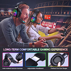 GUPBOO Casque de jeu pour PC Casque de jeu stéréo 9D pour PC, casque de jeu avec micro, 50 mm, avec LED RVB, casque filaire pour TV