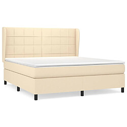 vidaXL Sommier à lattes de lit avec matelas Crème 180x200 cm Tissu