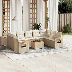 Maison Chic Salon de jardin avec coussins 10 pcs, Ensemble Tables et chaises de jardin, beige résine tressée -GKD844416