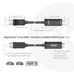 Warner Bros. Games Club 3D DisplayPort 1.4 auf HDMI 4K 120Hz oder 8K 60Hz HDR10 Kabel 3m St./St. pas cher