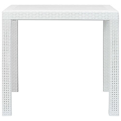 vidaXL Table de jardin Blanc 79x79x72 cm Plastique Aspect de rotin