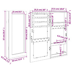 vidaXL Armoire à bijoux avec miroir murale noir 30x8,5x67 cm pas cher