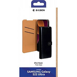 Bigben Etui Folio Wallet noir avec languette de fermeture Samsung Galaxy S22 Ultra 5G