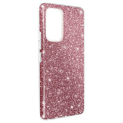 Avizar Coque Samsung Galaxy A53 5G Paillette Feuille Amovible Silicone Semi-rigide Rose