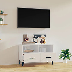 Avis Maison Chic Meuble TV scandinave - Banc TV pour salon Blanc brillant 80x36x50 cm Bois d'ingénierie -MN42503