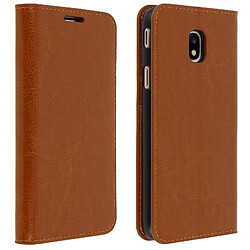 Avizar Etui Galaxy J5 2017 Housse folio cuir protection intégrale - Camel