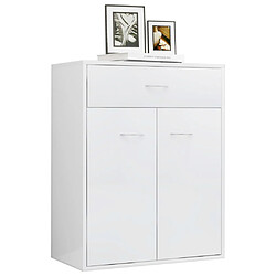 Avis vidaXL Buffet Blanc brillant 60x30x75 cm Bois d'ingénierie