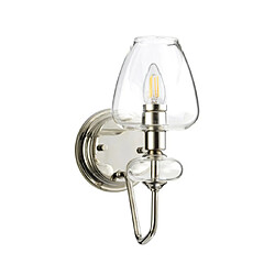 Elstead Lighting Applique murale Armand Verre transparent,acier Plaqué nickel poli avec abat-jour en verre transparent.