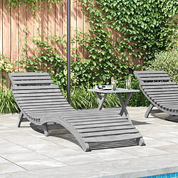 Maison Chic Chaise longue avec table | Bain de soleil Relax | Transat gris bois massif d'acacia -GKD53048