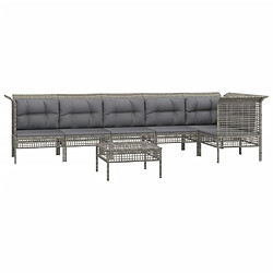 Avis Maison Chic Salon de jardin 7 pcs + coussins - Mobilier/Meubles de jardin - Table et chaises d'extérieur Gris Résine tressée -MN40057