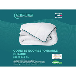 Vente-Unique Couette chaude recyclée de DREAMEA en microfibre - 220 x 240 cm - 350 gr/ m² - Biais bleu - ROSA