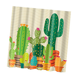 rideau de douche décor tissu imperméable à l'eau avec crochets cactus