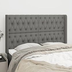 Maison Chic Tête de lit scandinave avec oreilles,meuble de chambre Gris foncé 147x16x118/128 cm Tissu -MN12651