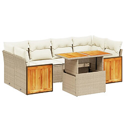 vidaXL Salon de jardin avec coussins 7 pcs beige résine tressée