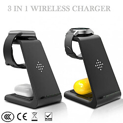 Station de charge sans fil, 3 en 1 Qi chargeur rapide pour Watch, pour Airpods, chargeur sans fil support de téléphone de bureau pour