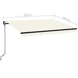 Maison Chic Auvent manuel rétractable,Store manuel de porte avec LED 350x250 cm Crème -GKD13824 pas cher