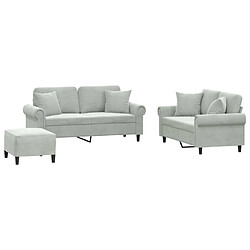 Maison Chic Ensemble de canapés 3 pcs avec coussins, Canapé droit Sofa pour Salon gris clair velours -GKD737076