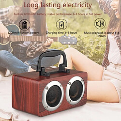 Acheter Yonis Enceinte Bluetooth Bois Portable Double Horn Autonomie 8h Support Téléphone