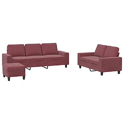 vidaXL Ensemble de canapés 3 pcs rouge bordeaux tissu