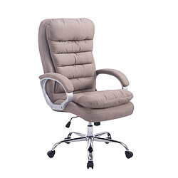 Decoshop26 Fauteuil de bureau ergonomique et confortable jusqu'à 235 kg en tissu taupe et métal chromé 10_0002405