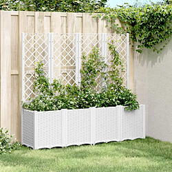 Maison Chic Jardinière,Bac à fleurs avec treillis - pot de fleur blanc 160x40x140 cm PP -GKD72510