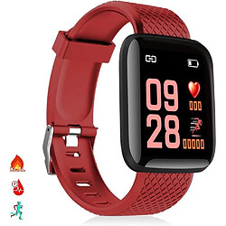 NC Bracelet Intelligent Id116 Bluetooth 4.0 Affichage Couleur, Moniteur Cardiaque, Pouls Et Mode Multisport, Rouge, Moyen (Dmab0[u1704]