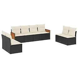 vidaXL Salon de jardin 8 pcs avec coussins noir résine tressée