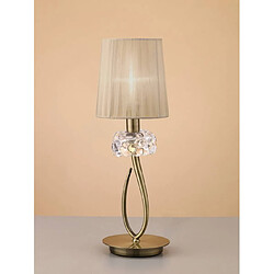 Luminaire Center Lampe de Table Loewe 1 Ampoule E14 Small, laiton antique avec Abat jour bronze