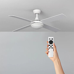 Ledkia Ventilateur de plafond Silencieux Blanc Navy 132cm Moteur DC Avec lumière Télécommande Blanc Non Ledkia Ventilateur de plafond Silencieux Blanc Navy 132cm Moteur DC