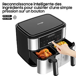 iceagle Friteuse à air chaud, Dual Zone, Airfryer KDF-5515DT ,10L, 2600W, 8 modes de cuisson,5L+5L