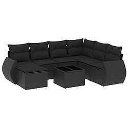 Maison Chic Salon de jardin 8 pcs avec coussins | Ensemble de Table et chaises | Mobilier d'Extérieur noir résine tressée -GKD68215