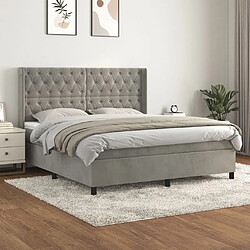 Maison Chic Lit Adulte - Lit simple Lit à sommier tapissier et matelas moelleux - Meuble de Chambre - Gris clair 160x200cm Velours -MN25031