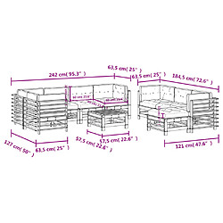 vidaXL Salon de jardin 10 pcs avec coussins gris bois massif pas cher